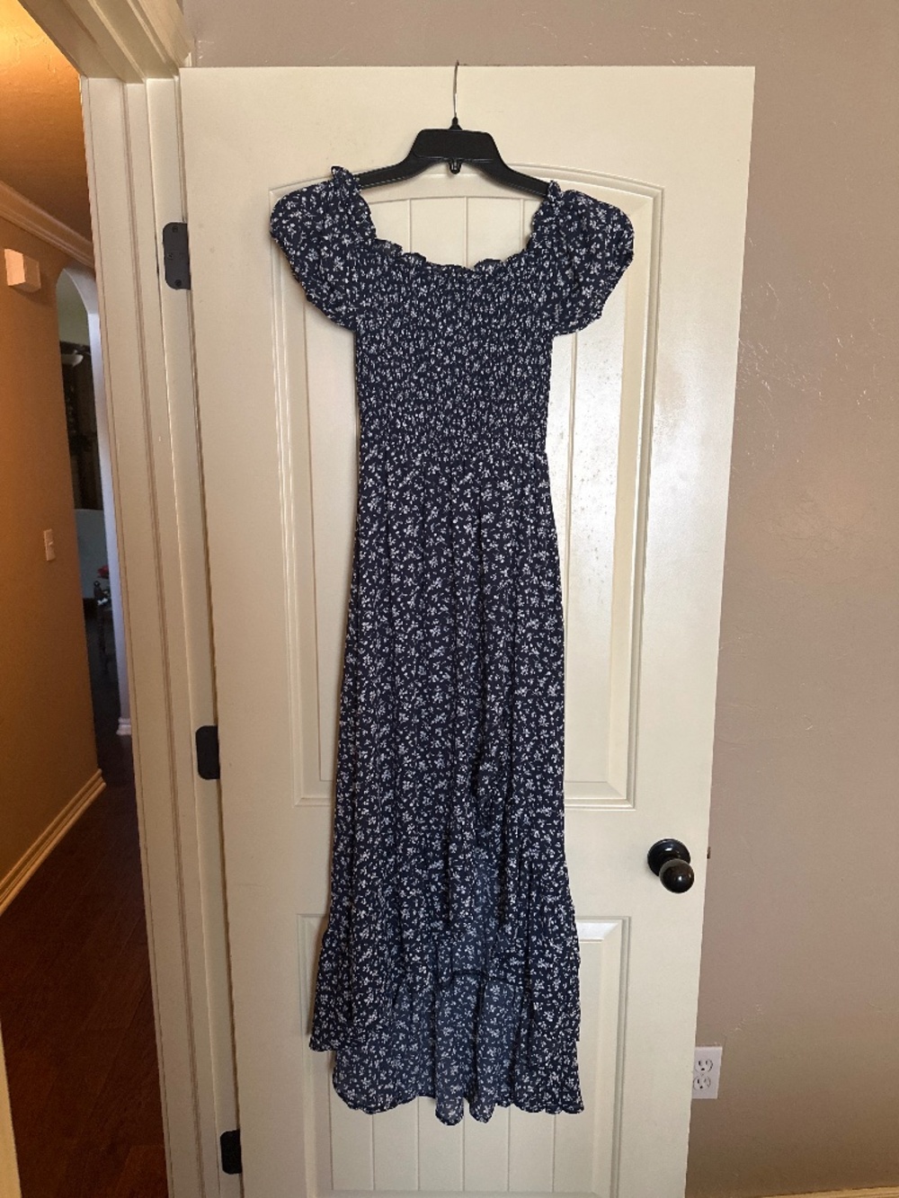 Off shoulder ruffle split dress